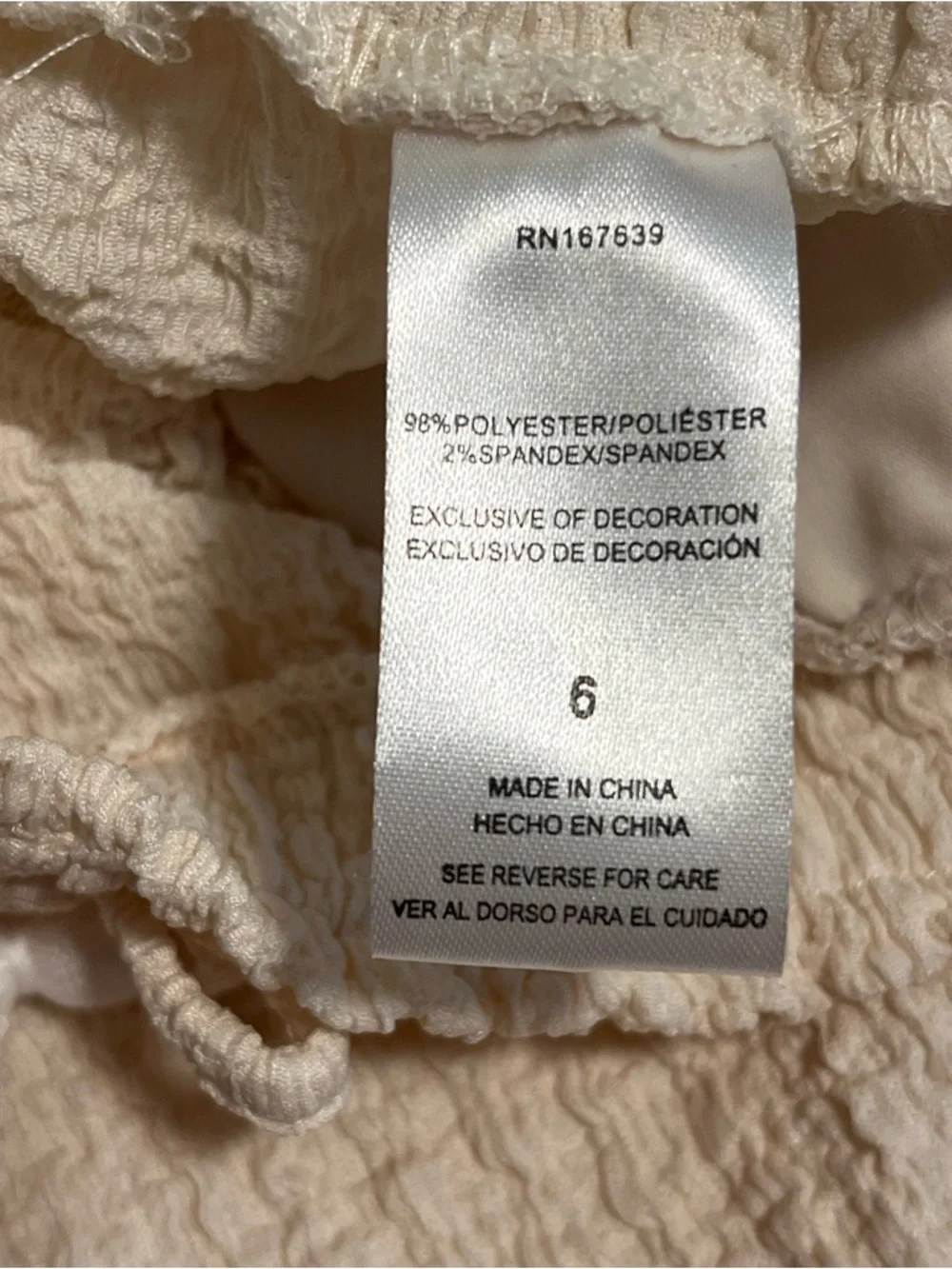 No Name Girl’s Wide Leg Stylish Textured Ivory Comfy Pull-On Pants, Sz 6, Ivory
